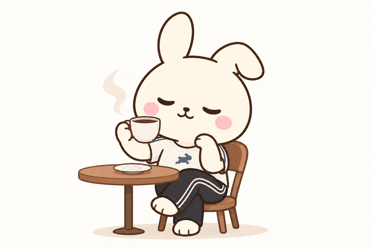 コーヒーを優雅に飲んでひと息つくのんちゃん