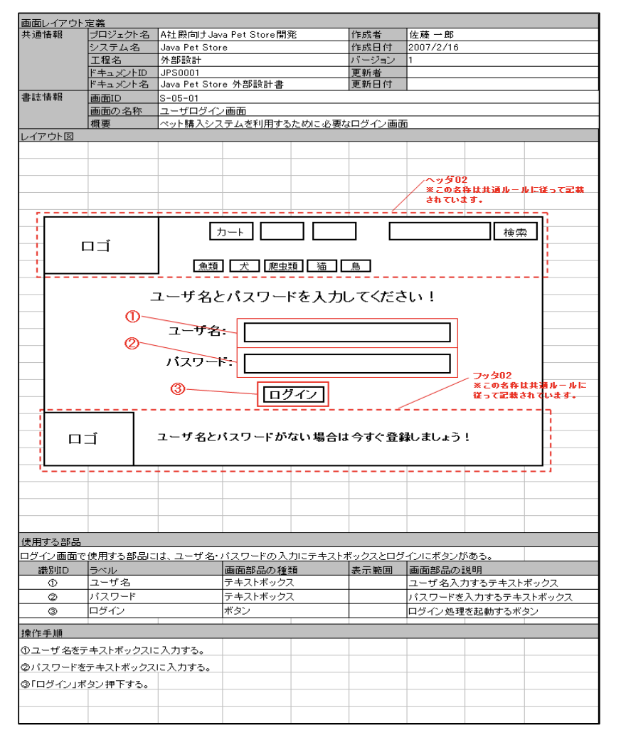 IPAの画面レイアウトの記載例